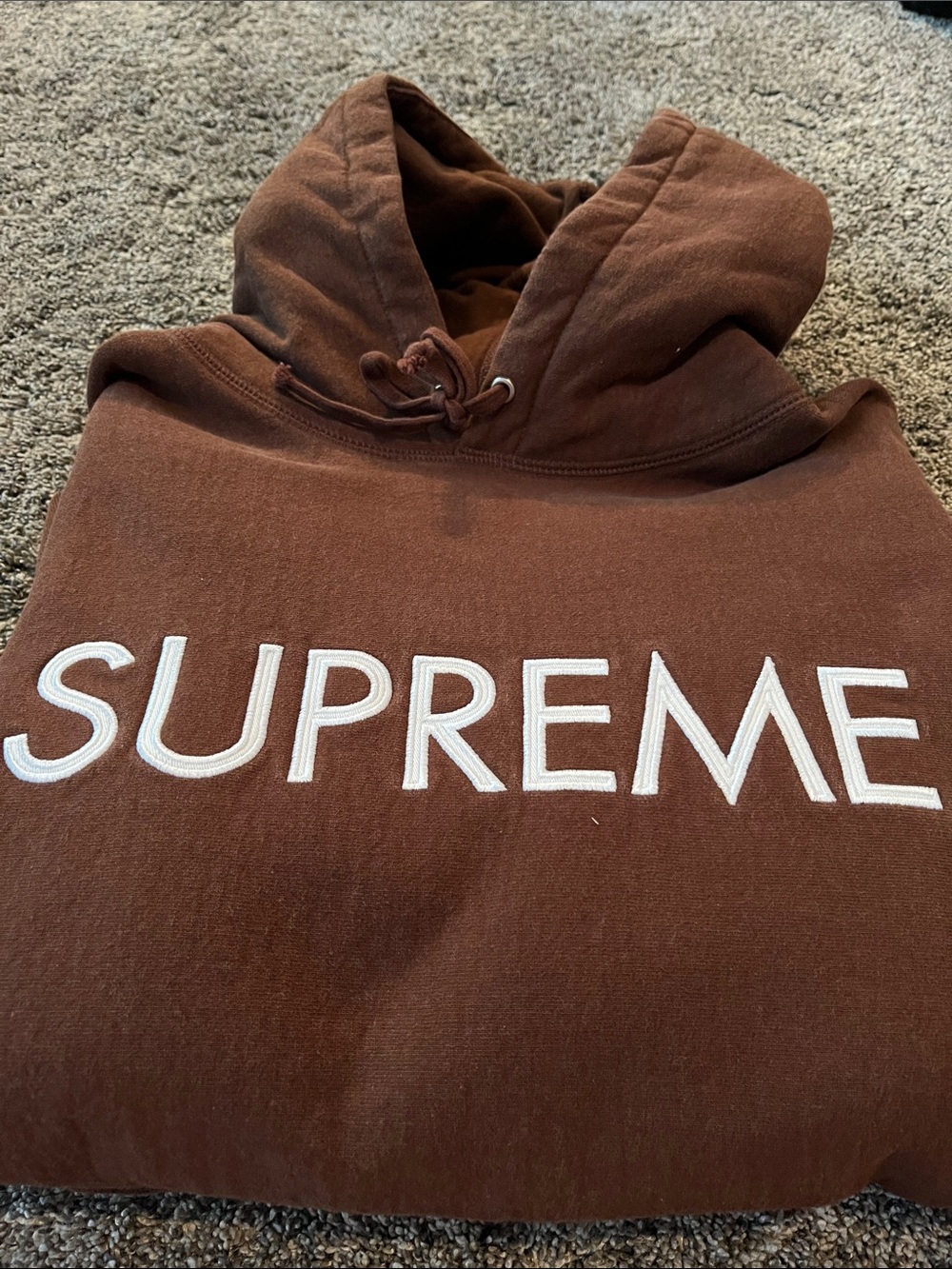Supreme Brown Hoodie with White Logo. Small. Very good condition. - Picture 1 of 10